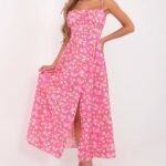 Robe Fleurie Rose Longue Ete Fendue Rose Taille Unique