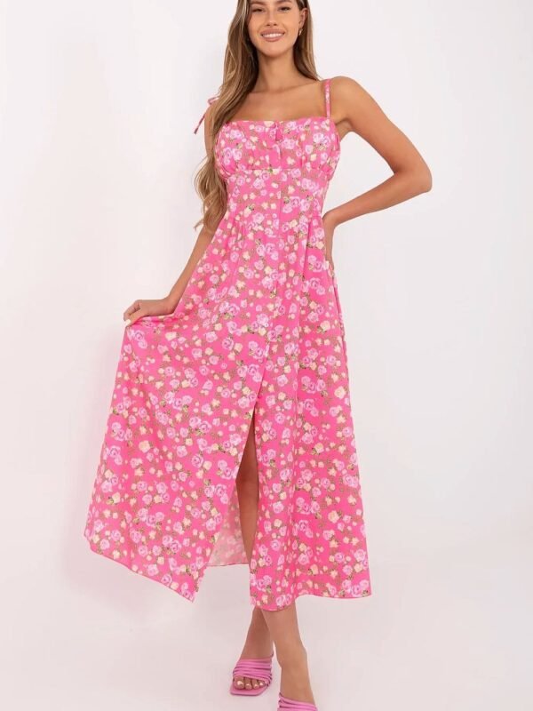 Robe Fleurie Rose Longue Ete Fendue Rose Taille Unique