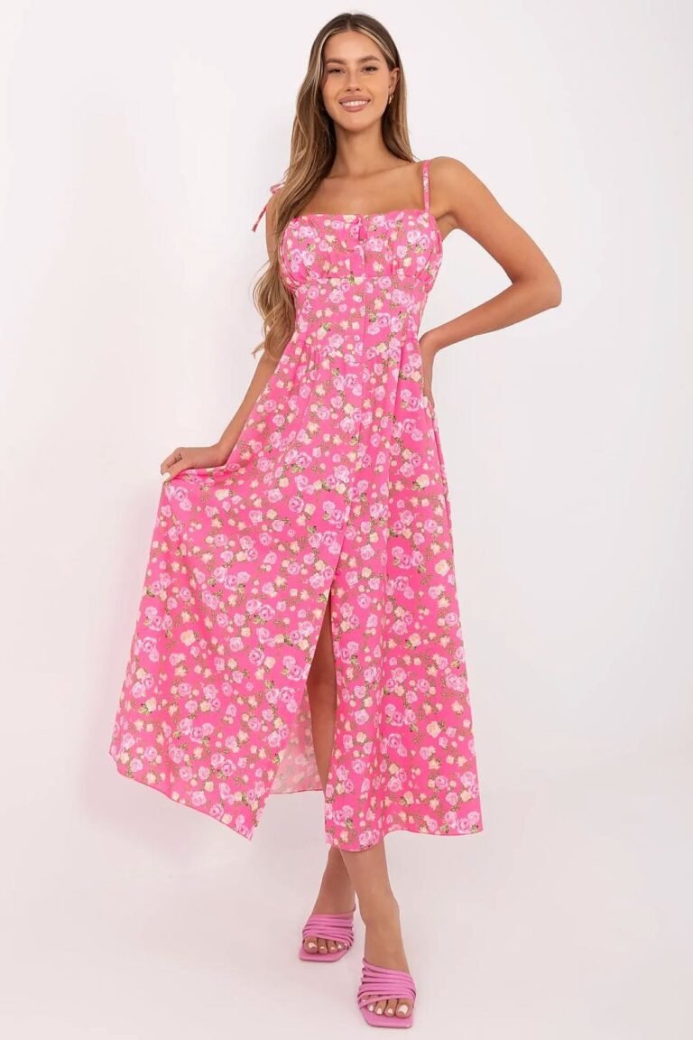 Robe Fleurie Rose Longue Ete Fendue Rose Taille Unique