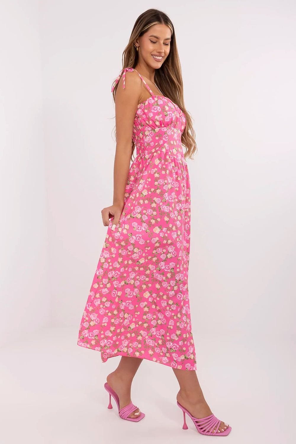 Robe Fleurie Rose Longue Ete Fendue