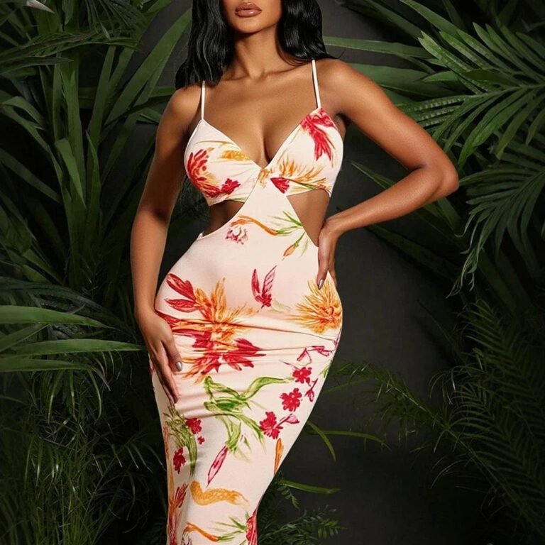 Robe Fleurie Sexy Longue A Bretelles Fines