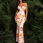 Robe Fleurie Sexy Longue A Bretelles Fines Multicouleur S