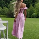 Robe Florale Sexy Fendue Epaules Denudees