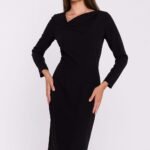Robe Fourreau Midi Manche Longue Noir S