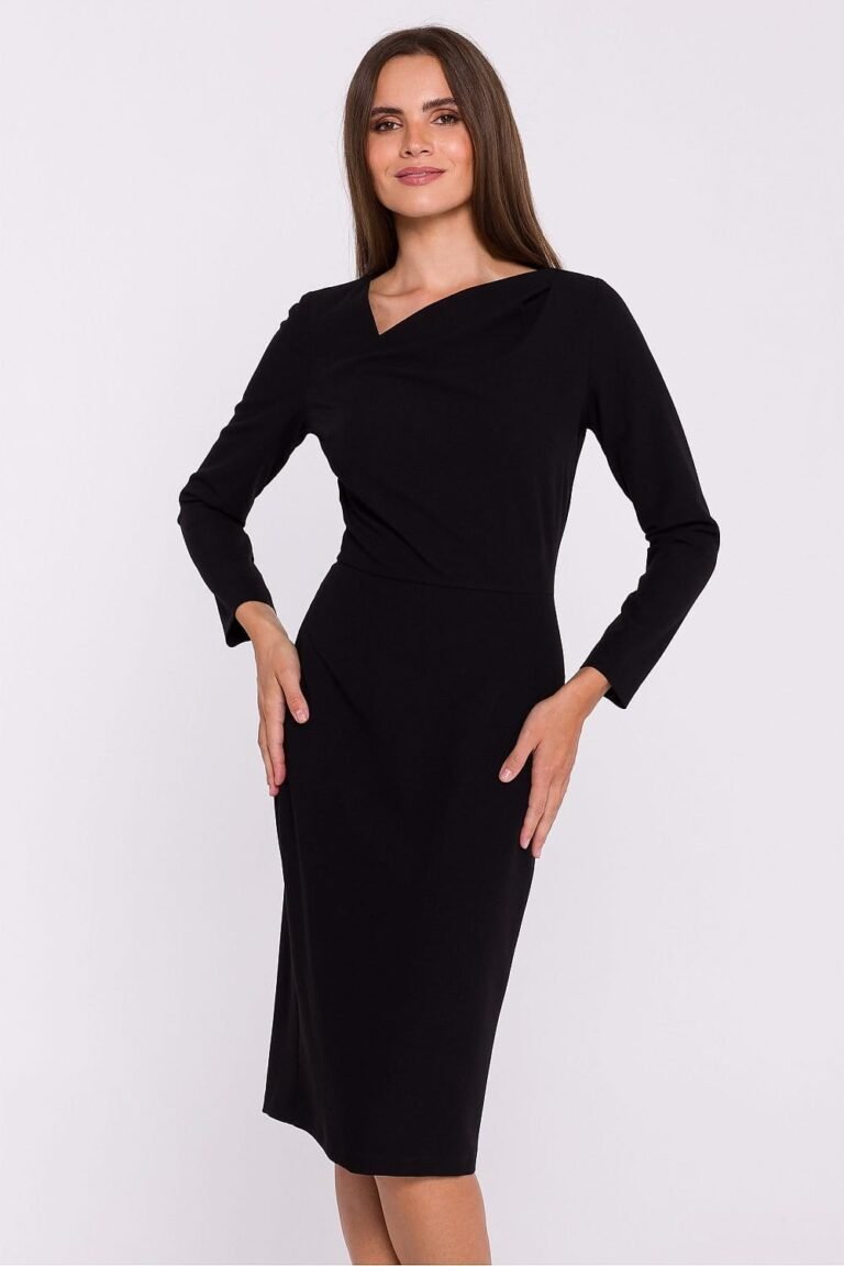 Robe Fourreau Midi Manche Longue Noir S