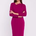 Robe Fourreau Midi Manche Longue Violet S