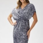 Robe Fourreau Paillette Courte Argente S