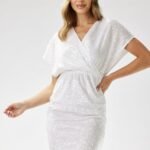Robe Fourreau Paillette Courte Blanc S