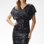 Robe Fourreau Paillette Courte Noir S