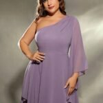 Robe Grande Taille Violette Epaule Denudee 2