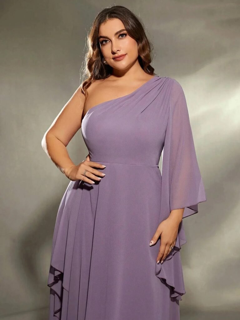 Robe Grande Taille Violette Epaule Denudee 2