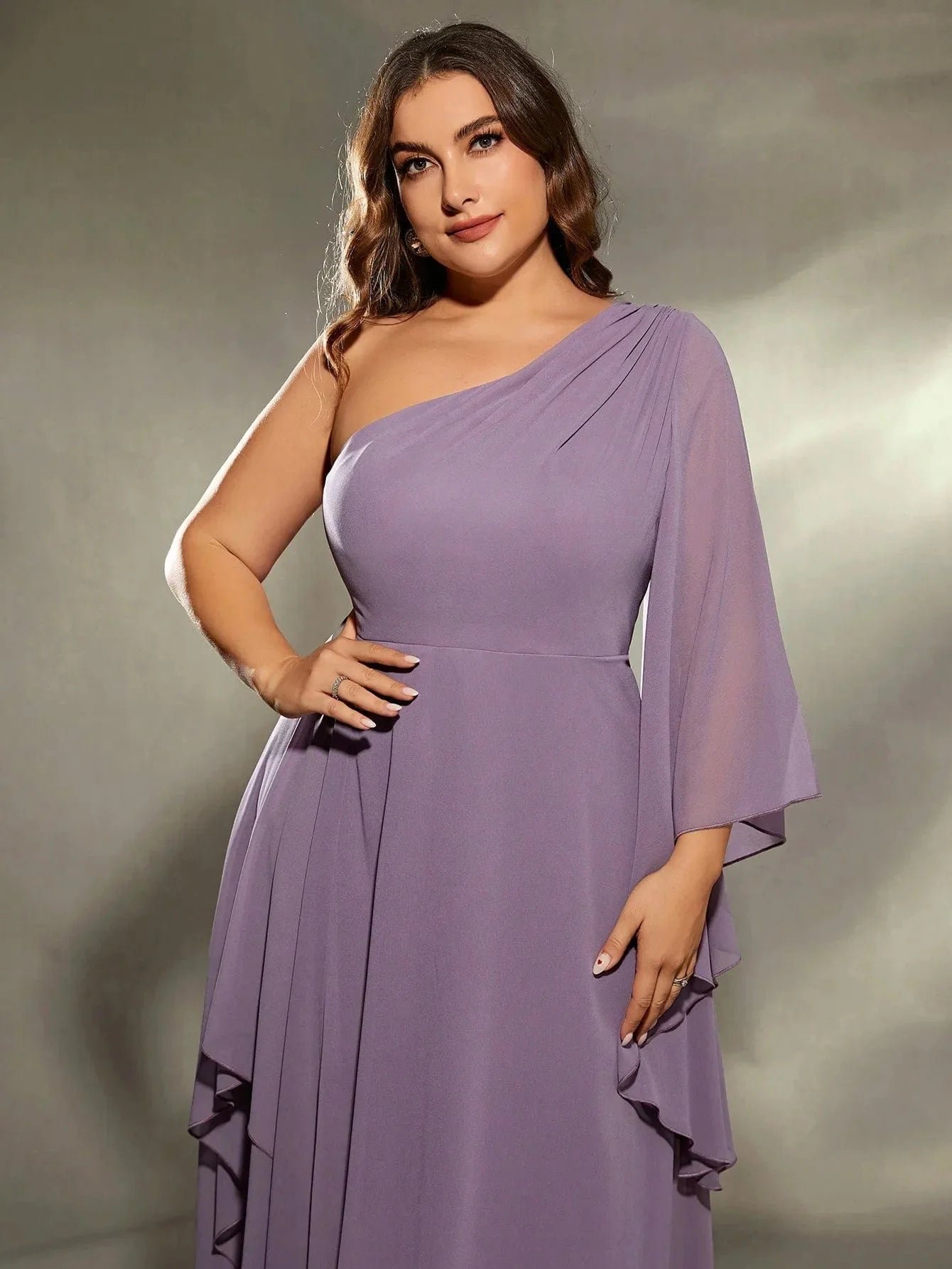 Robe Grande Taille Violette Epaule Denudee 2