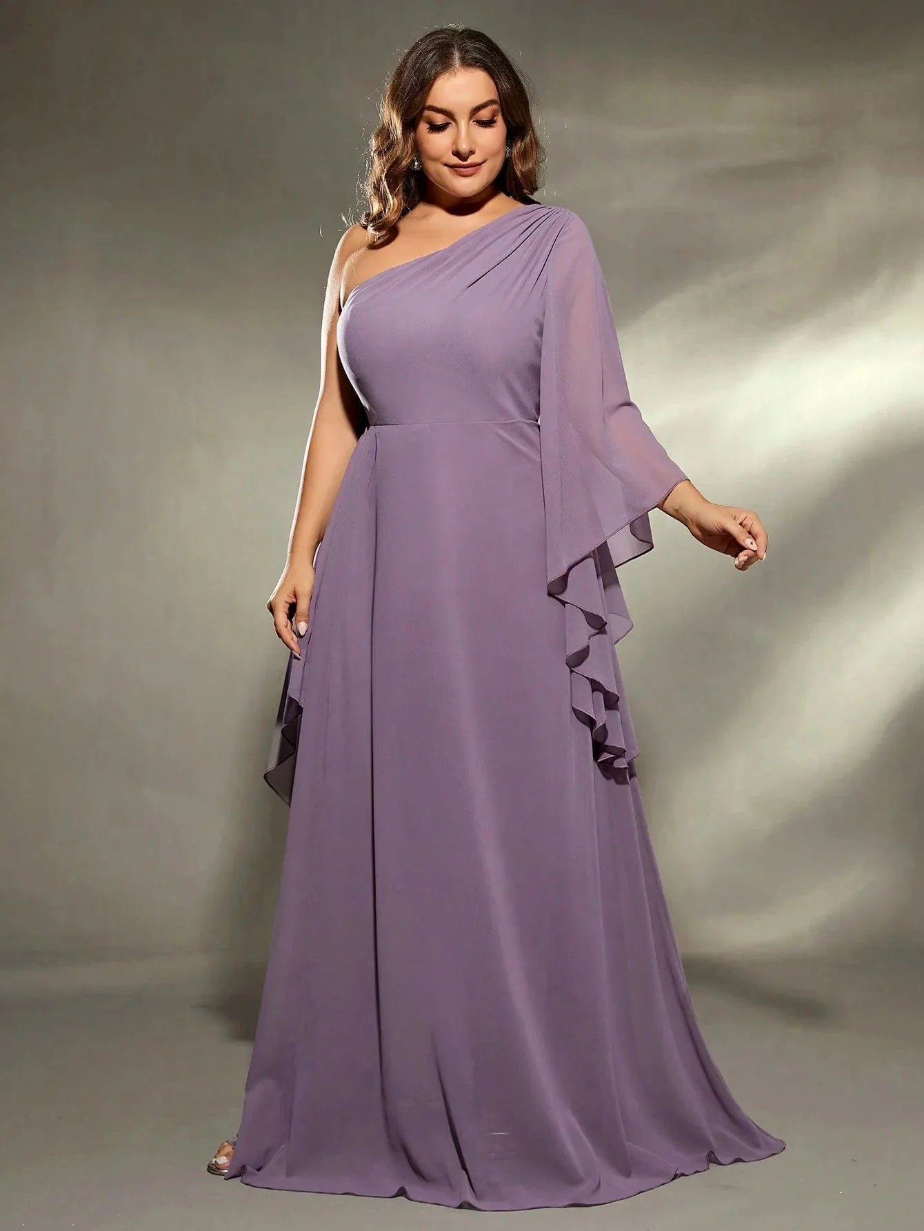 Robe Grande Taille Violette Epaule Denudee 3