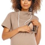 Robe Grossesse Beige Casual Manches Courtes 2