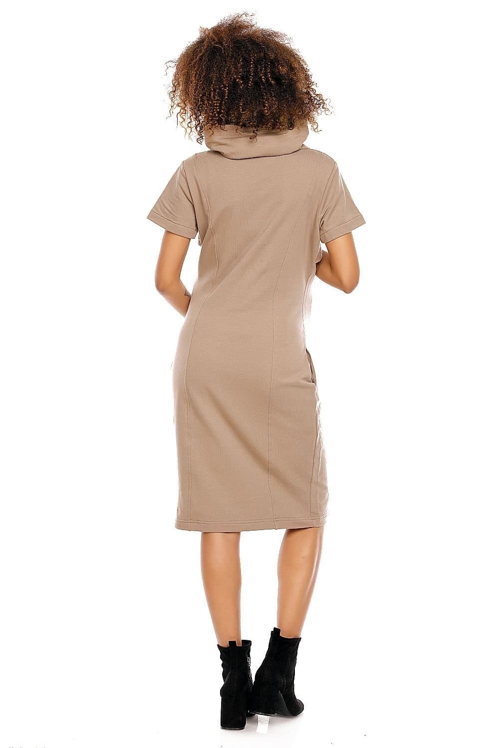 Robe Grossesse Beige Casual Manches Courtes 3