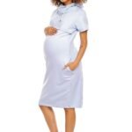 Robe Grossesse Casual Bleue Midi 4