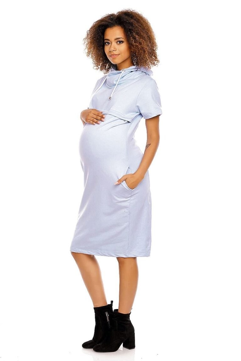 Robe Grossesse Casual Bleue Midi 4