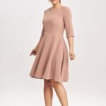 Robe Habillee Elegante Manche Longue Rose Poudre S