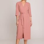Robe Habillee Midi Droite Manches 3 4 11