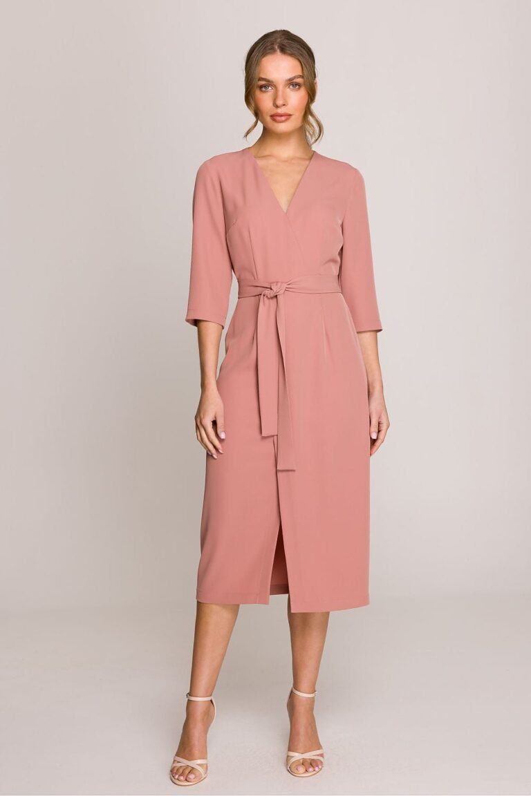 Robe Habillee Midi Droite Manches 3 4 11