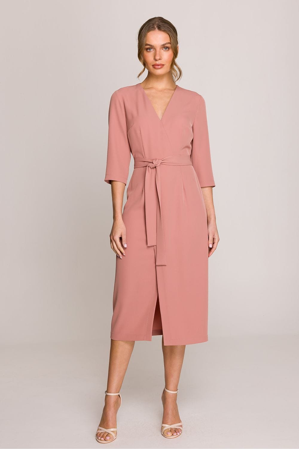 Robe Habillee Midi Droite Manches 3 4 11
