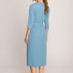 Robe Habillee Midi Droite Manches 3 4 13
