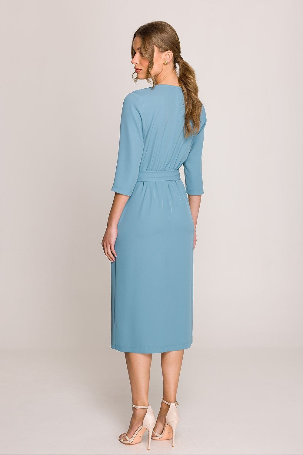 Robe Habillee Midi Droite Manches 3 4 13