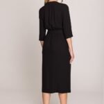 Robe Habillee Midi Droite Manches 3 4 2