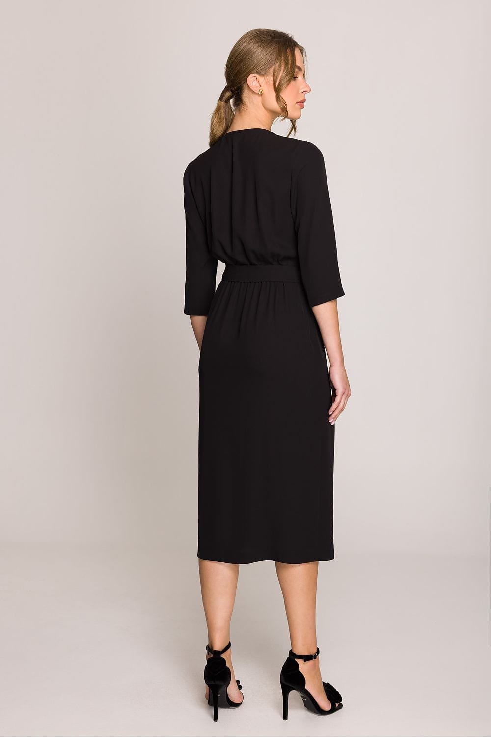 Robe Habillee Midi Droite Manches 3 4 2