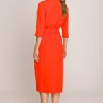 Robe Habillee Midi Droite Manches 3 4 4