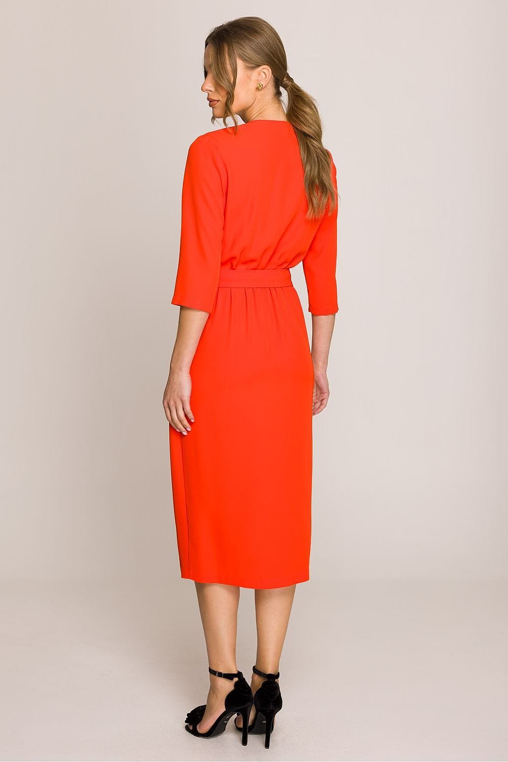 Robe Habillee Midi Droite Manches 3 4 4
