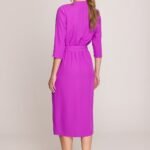 Robe Habillee Midi Droite Manches 3 4 6
