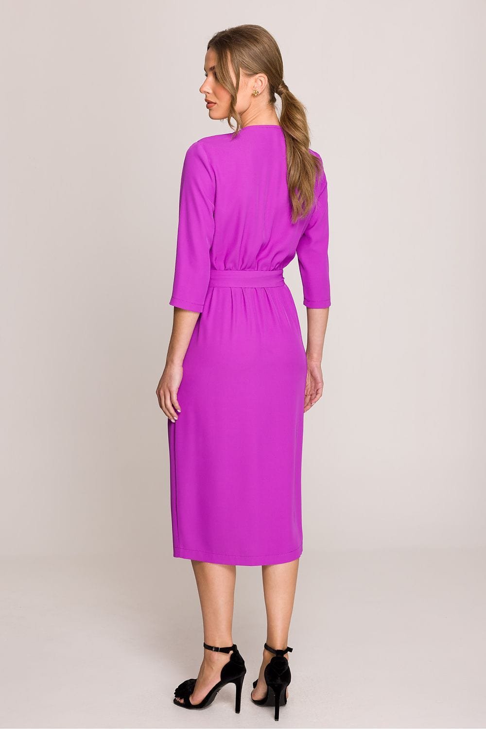Robe Habillee Midi Droite Manches 3 4 6