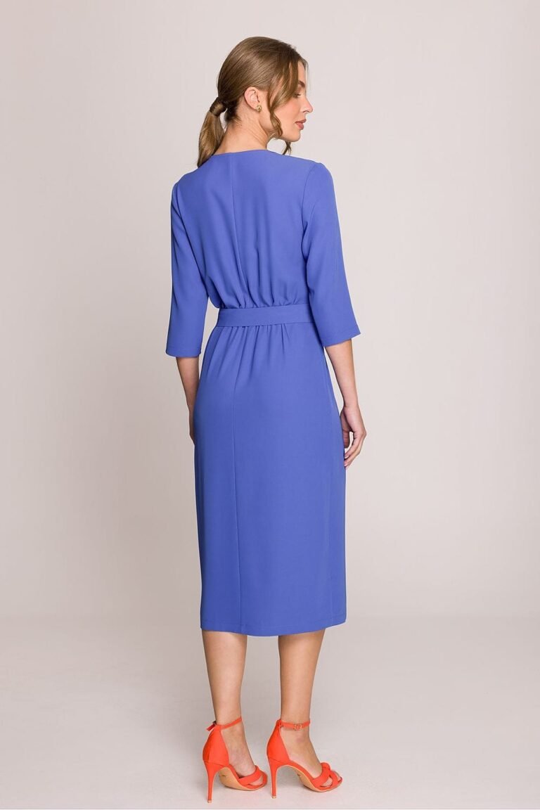 Robe Habillee Midi Droite Manches 3 4 8