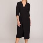 Robe Habillee Midi Droite Manches 3 4 Noir S