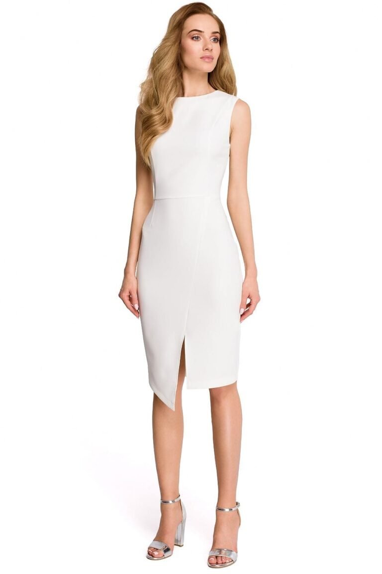Robe Habillee Midi Sans Manches Blanc S