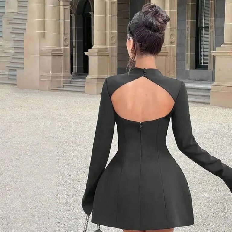 Robe Habillee Mini Dos Nu Manches Longues 2