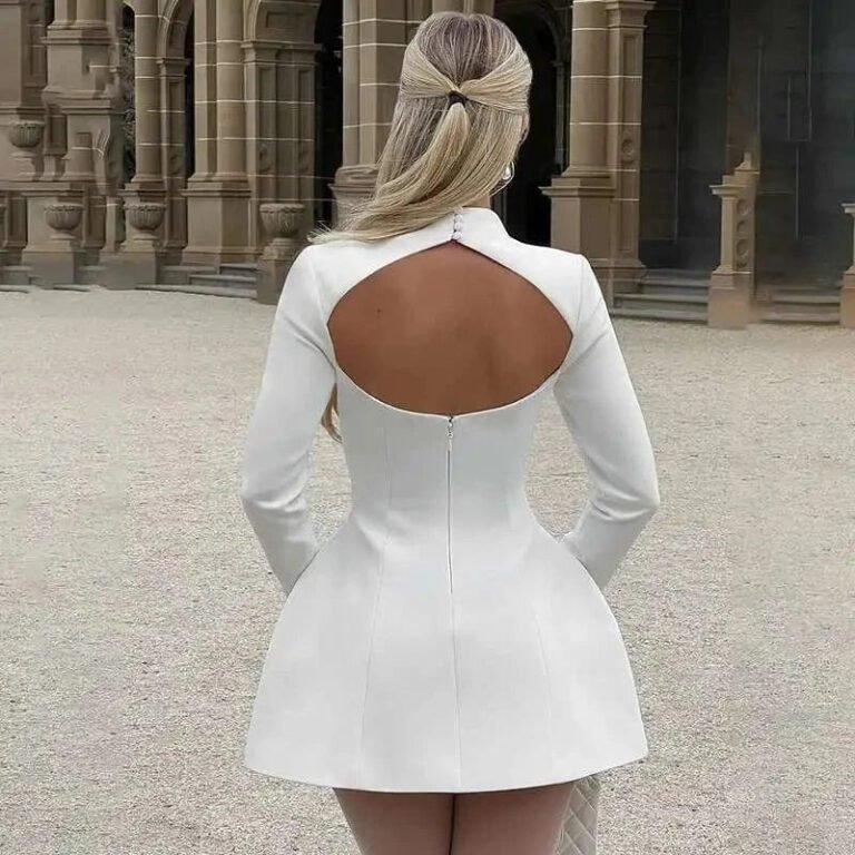 Robe Habillee Mini Dos Nu Manches Longues 5
