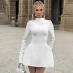 Robe Habillee Mini Dos Nu Manches Longues Blanc S