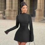 Robe Habillee Mini Dos Nu Manches Longues Noir S