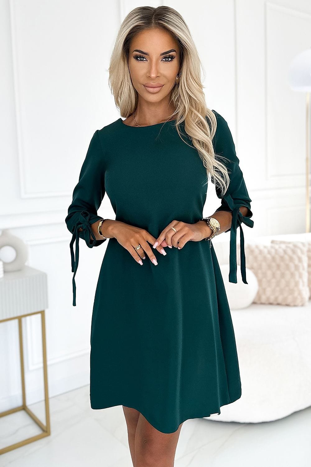 Robe Habillee Nouee A Larriere Vert Emeraude S