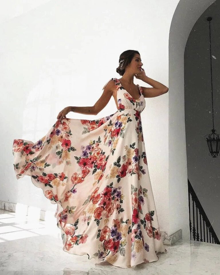 Robe Invitee Au Mariage Fleurie Longue Dos Nu 4