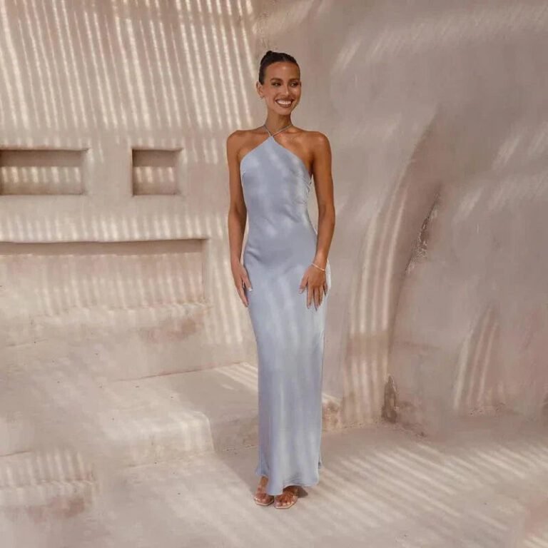 Robe Invitee De Mariage Chic Bleu Pastel 2