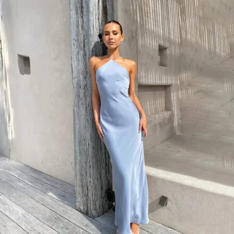Robe Invitee De Mariage Chic Bleu Pastel 4