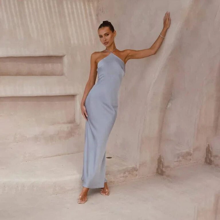 Robe Invitee De Mariage Chic Bleu Pastel 5