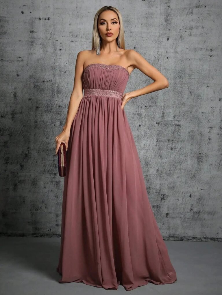 Robe Invitee De Mariage Chic Longue Mauve Rose S