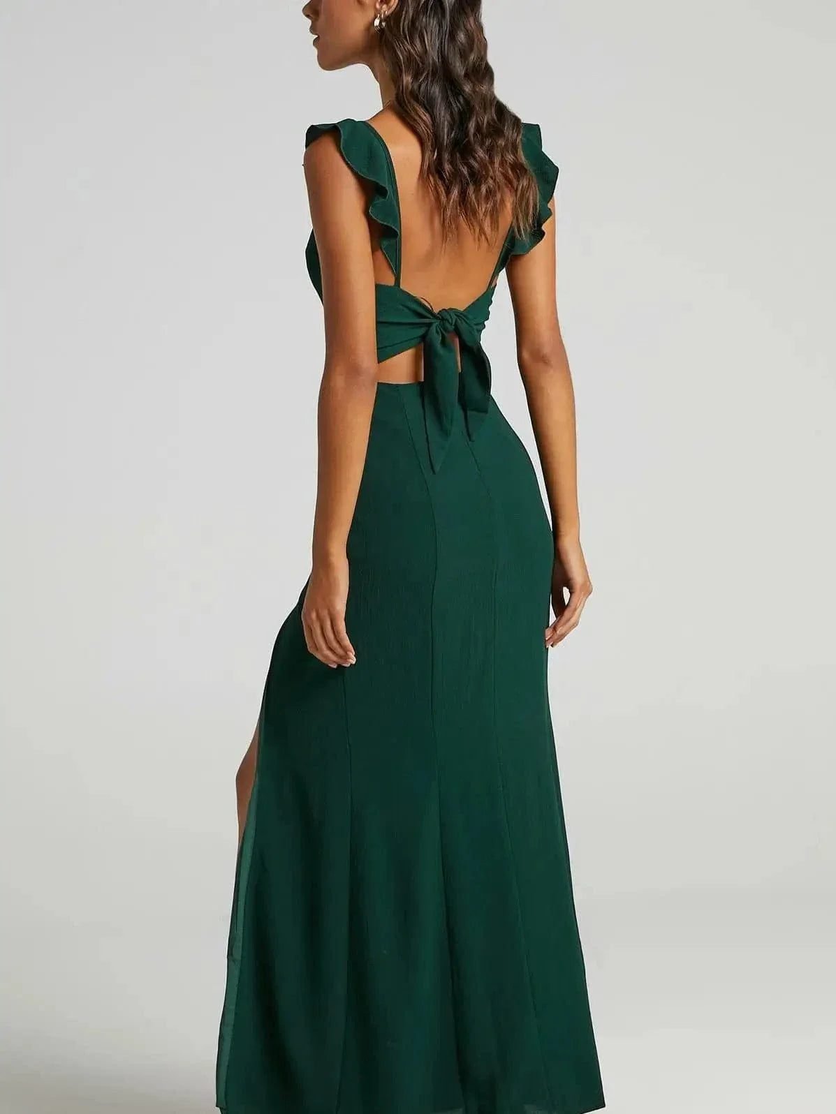 Robe Invitee De Mariage Dos Nu Vert S