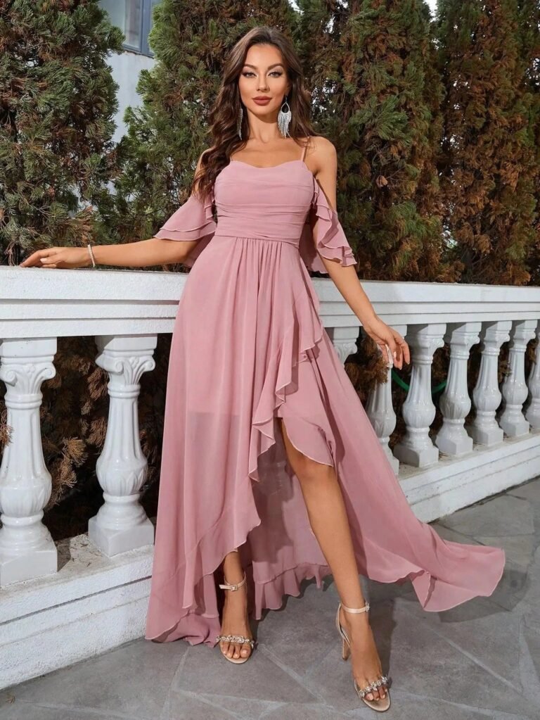 Robe Invitee De Mariage Fluide Asymetrique 3