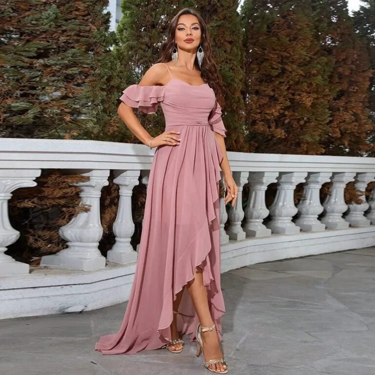 Robe Invitee De Mariage Fluide Asymetrique 4