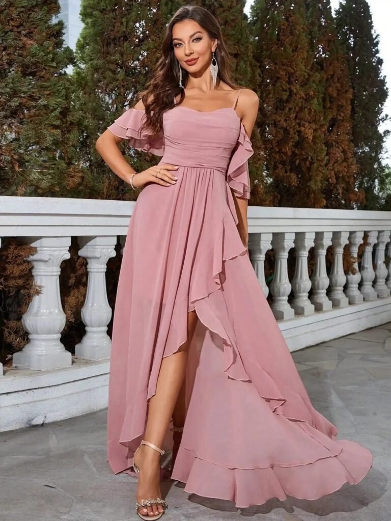 Robe Invitee De Mariage Fluide Asymetrique 5